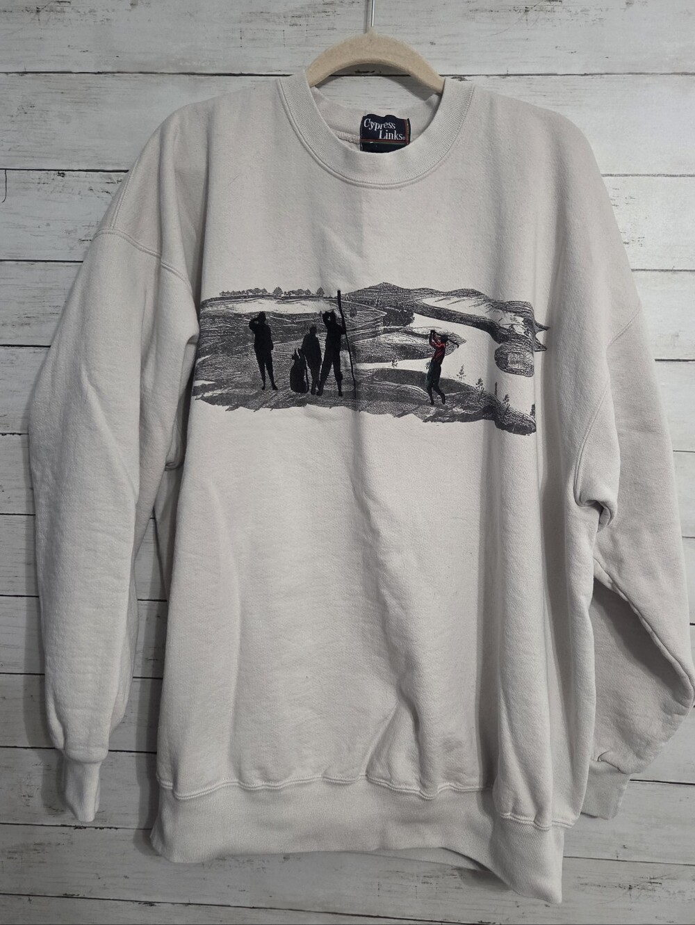 Men's Cypress Links Vtg Cream Golf Graphic Crewneck Sweatshirt Made In USA XL